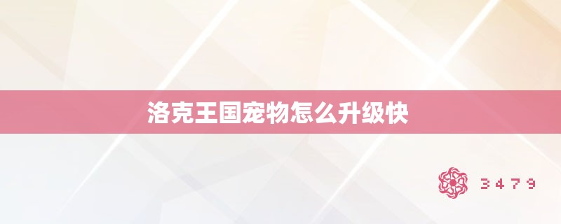 洛克王国宠物怎么升级快 